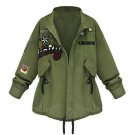 Spring Autumn Women Bomber Jacket Army Green Tops Long Sleeve Slim Turn-Down Collar Outwear Women Ba