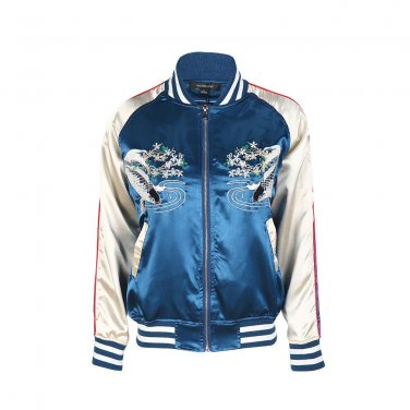 New Spring Women Coats Long Sleeve Slim Coat Jacket Zipper Pockets  Embroidery Fashion Outwear Bombe