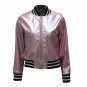 Stand Collar Short Jacket Metal Leather Shinny Color Outwear Street Style Bomber Jackets Women Jacke
