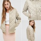 2017 Fashion Women Winter Warm Quilted Zipper Stand Collar Coat Jacket Padded Bomber Short Outerwear