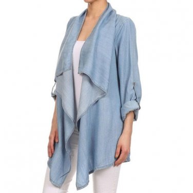 Women Plus Size Long Jean Jacket Light Blue Bomber Denim Jakcets Jaqueta Casual Ripped Jeans Coat Lo