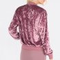 Pink Sweet Female Velvet Coat Spring Casual Slim Ribbed Basic Jacket Zipper Elegant Brief Chic Bombe