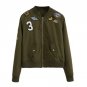 New Women Coats Army Green Bomber Jackets Female Coat Flight Suit Casual Print Jacket Embroidered Pa
