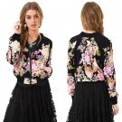 Ruiyige 2017 Autumn Winter Women Casual Long Sleeve Flower Print Stand Collar Zipper Front Bomber Ja