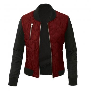 2017 Winter Spring Bomber Patchwork Jacket Women Padded Zipper Coat Female Casual Diamond aqueta fem