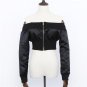 Heyouthoney Womens off shoulder bomber cropped baseball jackets autumn winter souvenir harajuku coat