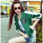 Chic women Bomber Flowers embroidery baseball jacket loose Satin short coat High waist Zipper stripe