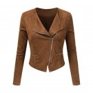 Spring Autumn Women Jackets Tops Basic Bomber Jacket Long Sleeve Coat Slim Fit Outerwear PU Leather 