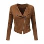 Spring Autumn Women Jackets Tops Basic Bomber Jacket Long Sleeve Coat Slim Fit Outerwear PU Leather 