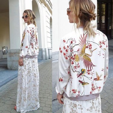 Autumn Spring Flower Jacket Outwear Female Casual Bts Bomber Jackets Baseball Coat For Women Zipper 