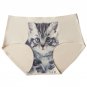 Women\'s Cat Briefs Panties Meow Cat Ice Silk Anti Emptied Seamless Print Realistic Pussy Women Brie