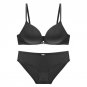 CINOON Lady Solid color bow bra set Underwear 3/4 cup push up brassiere Seamless bra and panty set C