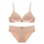 CINOON Lady Solid color bow bra set Underwear 3/4 cup push up brassiere Seamless bra and panty set C