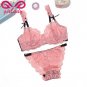 GIRLADY Lace Bra Brief Sets String Female Transparent Sexy Women Underwear Set White Pink Seamless Q