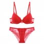 Gather underwear women set cotton thick red brassiere lace Sexy Bra set Plus Size C D Cup Push Up br
