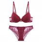 Gather underwear women set cotton thick red brassiere lace Sexy Bra set Plus Size C D Cup Push Up br