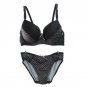 2017 Women Fashion Bra Set Push Up Plunge Vs Dot Printed Underwire Everyday Underwear C Cup Lingerie