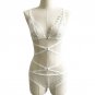 Transparent Lace Bra Set Womens Floral Bralette Bras And Strappy Panties Ladies Underwear Set Sexy L