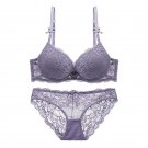 Seven Wish Bras And Panties Women Top Bra Sets Sexy Push Up Brassiere Panties Briefs Purple Pink Gre