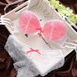 Sexy Lace Cover Women Bra Set Three Quarters Underwire Bra and See-through Bowknot Lace Panty B cup