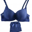Sexy Womens  Underwear Satin Print Bow Lace Embroidery Bra Push Up Sets/Panties Cup size B 32 34 36 