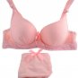 Sexy Womens  Underwear Satin Print Bow Lace Embroidery Bra Push Up Sets/Panties Cup size B 32 34 36 