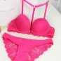 Intimates 2017 New women sexy Y-line straps bra set front closure bra + hollow out Panties Lace Sexy