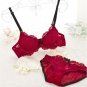 Lady Sexy Underwear Lace Embroidery Satin Print Push Up Bra/Panties Set