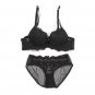 Lady Sexy Underwear Lace Embroidery Satin Print Push Up Bra/Panties Set