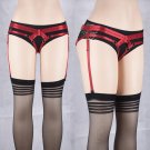 JLX.HARNESS Red Erotic Kinky Panties Fetish Crotchless Harness Lingerie Rave Wear Leg Garters Sexy T