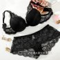 Sexy Mousse Push Up Women\'s Bra Sets Floral Plunge Briefs Underwire Embroidery Bra And Panties Set 