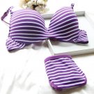 Sexy Girl Women Striped Print Soft Push Up Underwire Bra and Panty Set Lingerie Underwear 2 Pieces D