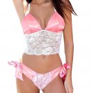 Women Lace G-string Briefs Panties Thongs Lingerie 2PCS Set Underwear L