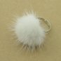 Mink Ring Fashion Boho Genuine Soft Leather fur ball Party Silver Rings for Women Gift PLS note No.