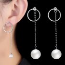 GAGAFEEL 100% 925 Sterling Silver Long Chain Drop Earrings For Women High Quality Simulated Pearls C
