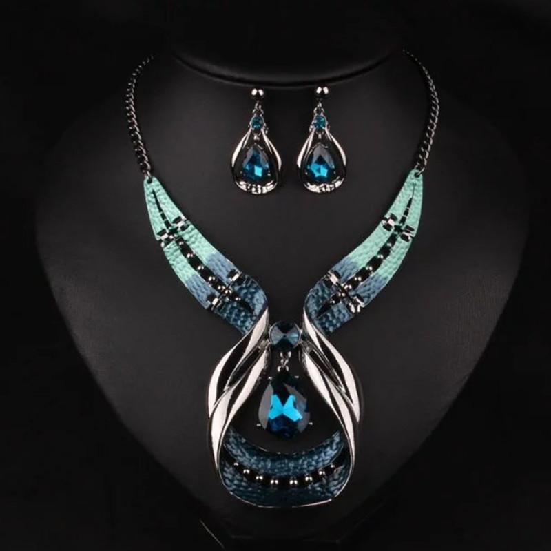 Women crystal jewelry sets with earrings statement necklace for party wedding boho fashion Trendy ne