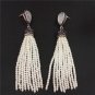 Bohemia Boho Pearl Jewelry Set Adjustable Silvery Ring Pearl Bead Tassel Dangle Earring Connector Ta