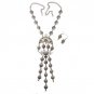 Vintage Statement Long Tassel Coin Pendant Necklace Set With Earrings Maxi Jewelry Set for Women Boh