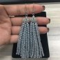 Charm 2017 Boho Beige Red Champagne Thick Bead Tassel Earring Crystal Dangle Drop Earrings for Women