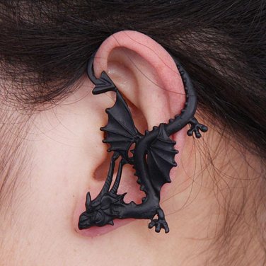 Gothic Punk Temptation Metal Dragon Bite Black Ear Cuff Wrap Clip Earring