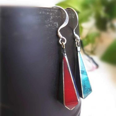 E065 Nepal Handmade Vintage Elegant Long Drop Earrings Mixed Color