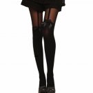 Vintage Tights Bow Pantyhose Tattoo Mock Bow Suspender Sheer Stockings #YEN