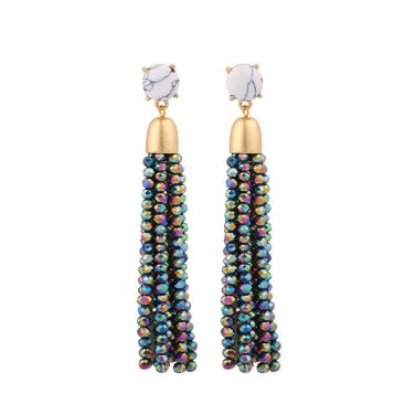 Joolim Jewelry Wholesale/5 Colors Dramatic Quality Handmade Bead Tassel Dangle Earring Maxi Earring 