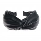 Metting Joura Bohemian Vintage Black Leather Big Knotted Bow Wide Headband Hairband Hair Accessories