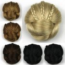 Women Fashion French tiara Wave Curly Braided Clip In Hair Big Hair Bun Chignon Synthetic Hair wig h