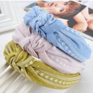 Fashion Women Girls Multi Colors Bowknot Wide Hairband Print Fabric Headband Handmade Leaves Print H