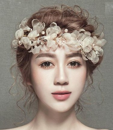 wedding romantic white evil flower with pearl rhinestone handmade hairband bride high quality   brid