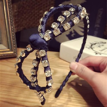 Korea  Handmade Full Crystal Flower Retro Hair Accessories Big Diamond Hair Band Hair Bows Flower Cr