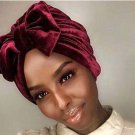 2017 new style Winter velvet Bow bowknot Hijab Turban Hats Women soft velvet chemo hat Hair Accessor