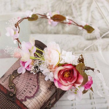 Real flower Wedding Flower Wreath bridal headdress ornament Flower Crown hairband korean hair access